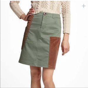 Anthropologie Meadow Rue size 2 Patchwork Skirt Olive Green/Brown